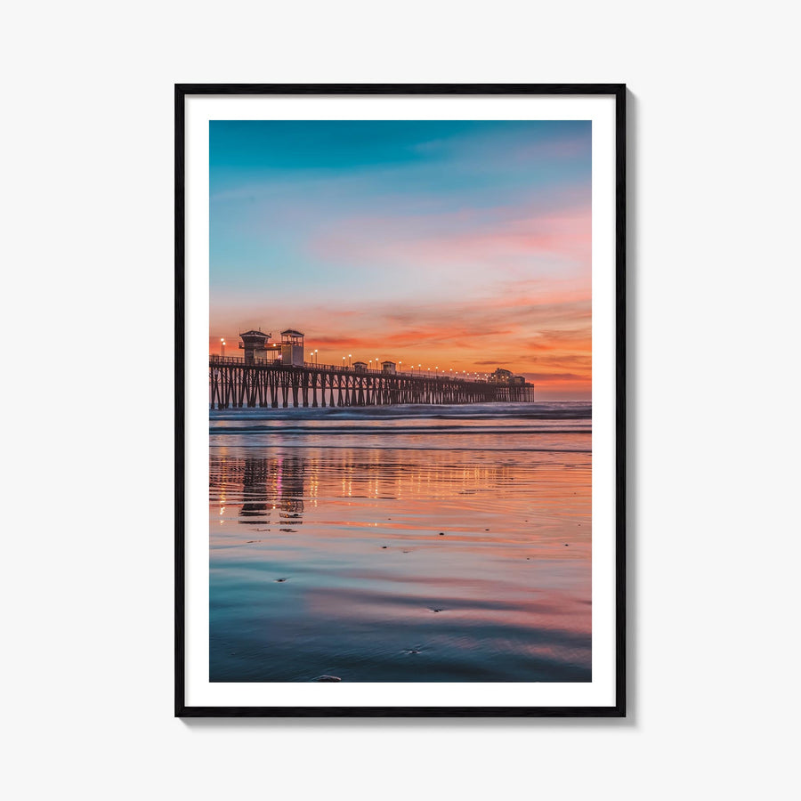 Oceanside no. 4 colorful photo poster of California, USA – vertical wall art, unframed print shown in interior mockup