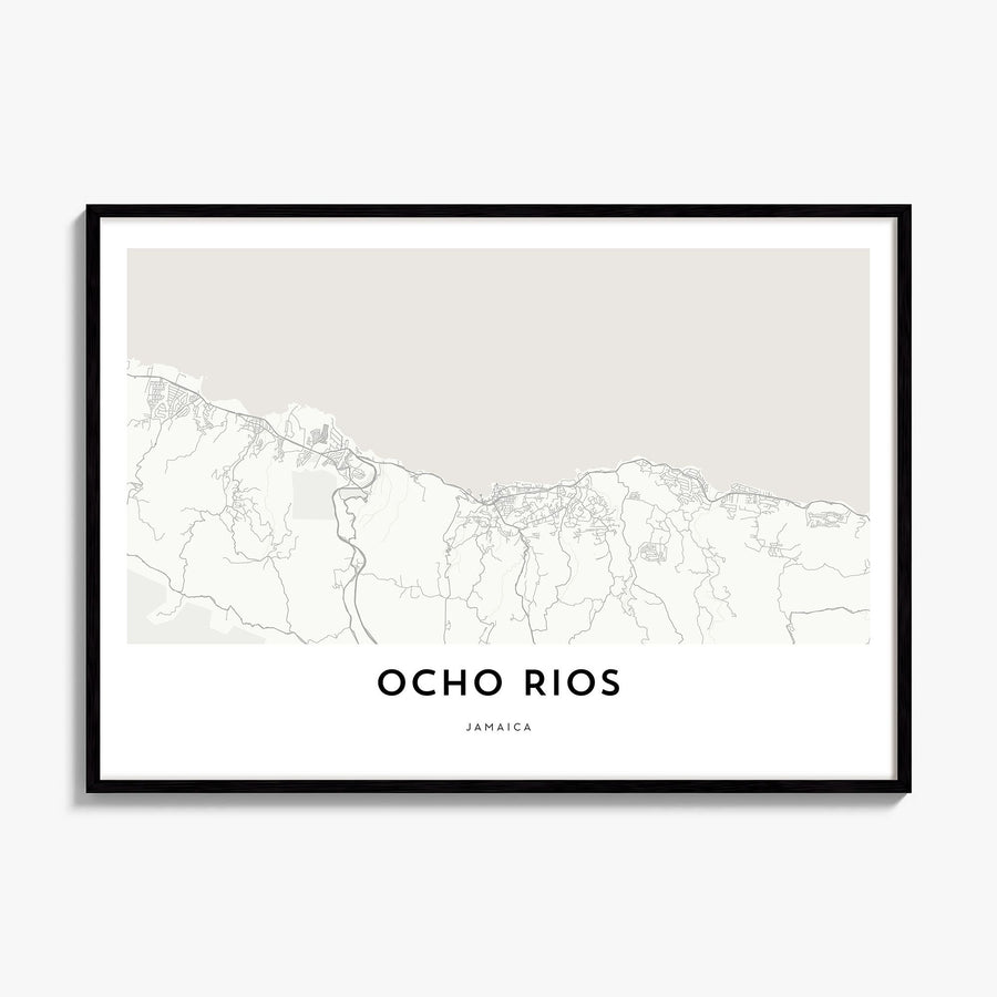 Ocho Rios Map Poster, framed poster mockup