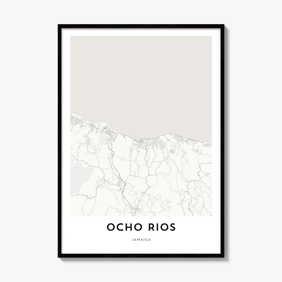 Ocho Rios Map Poster, framed poster mockup