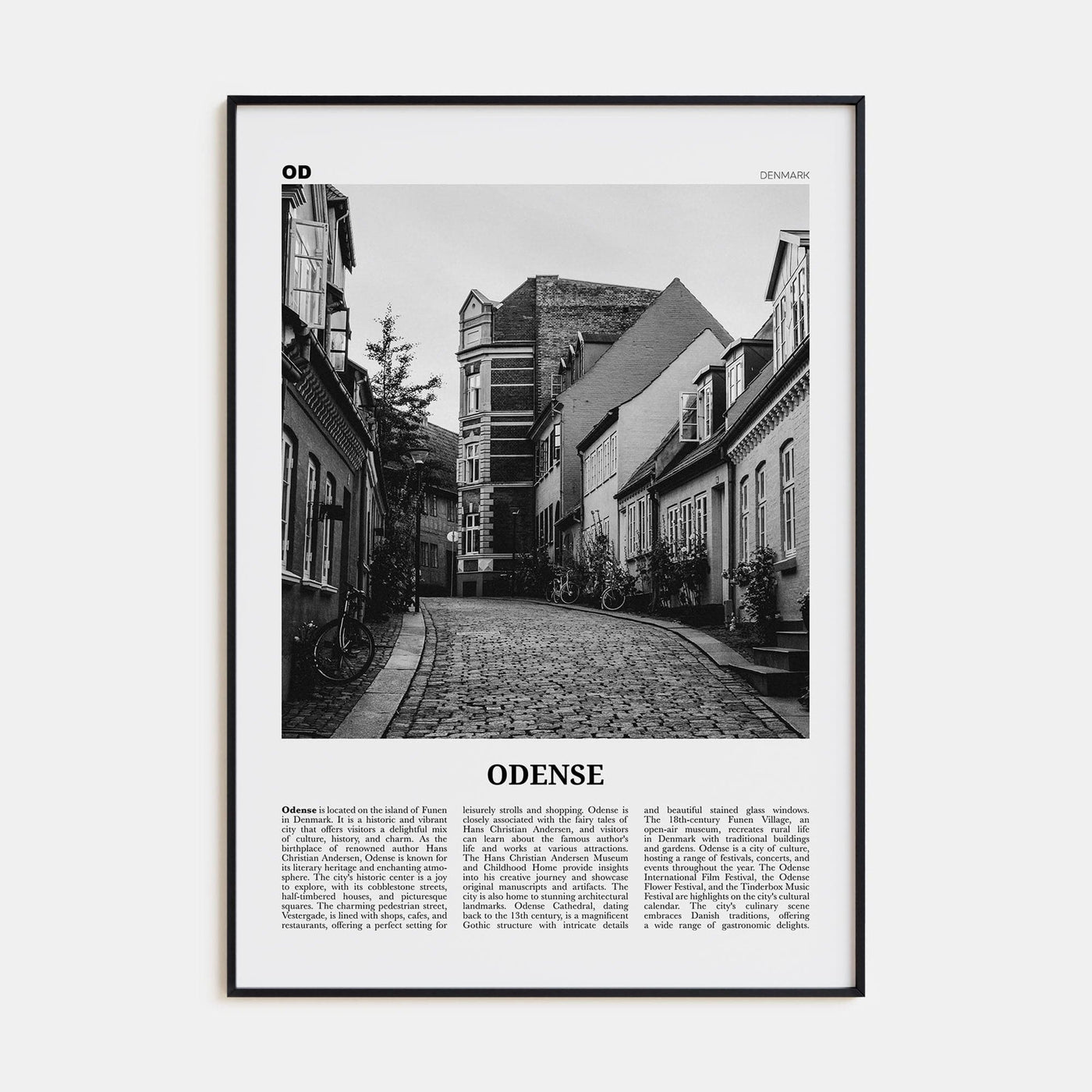 Odense Poster None / 8x12 in Nbourhood Travel B&W Poster