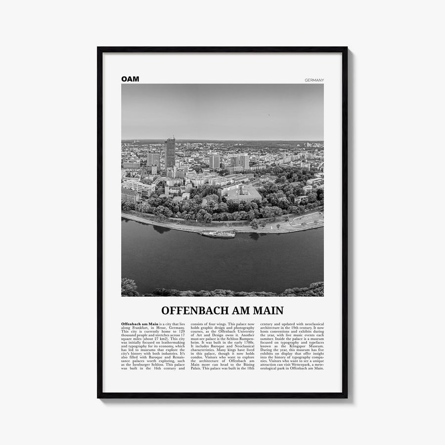 Offenbach am Main black & white newspaper poster of Germany – vertical wall art, unframed print shown in interior mockup
