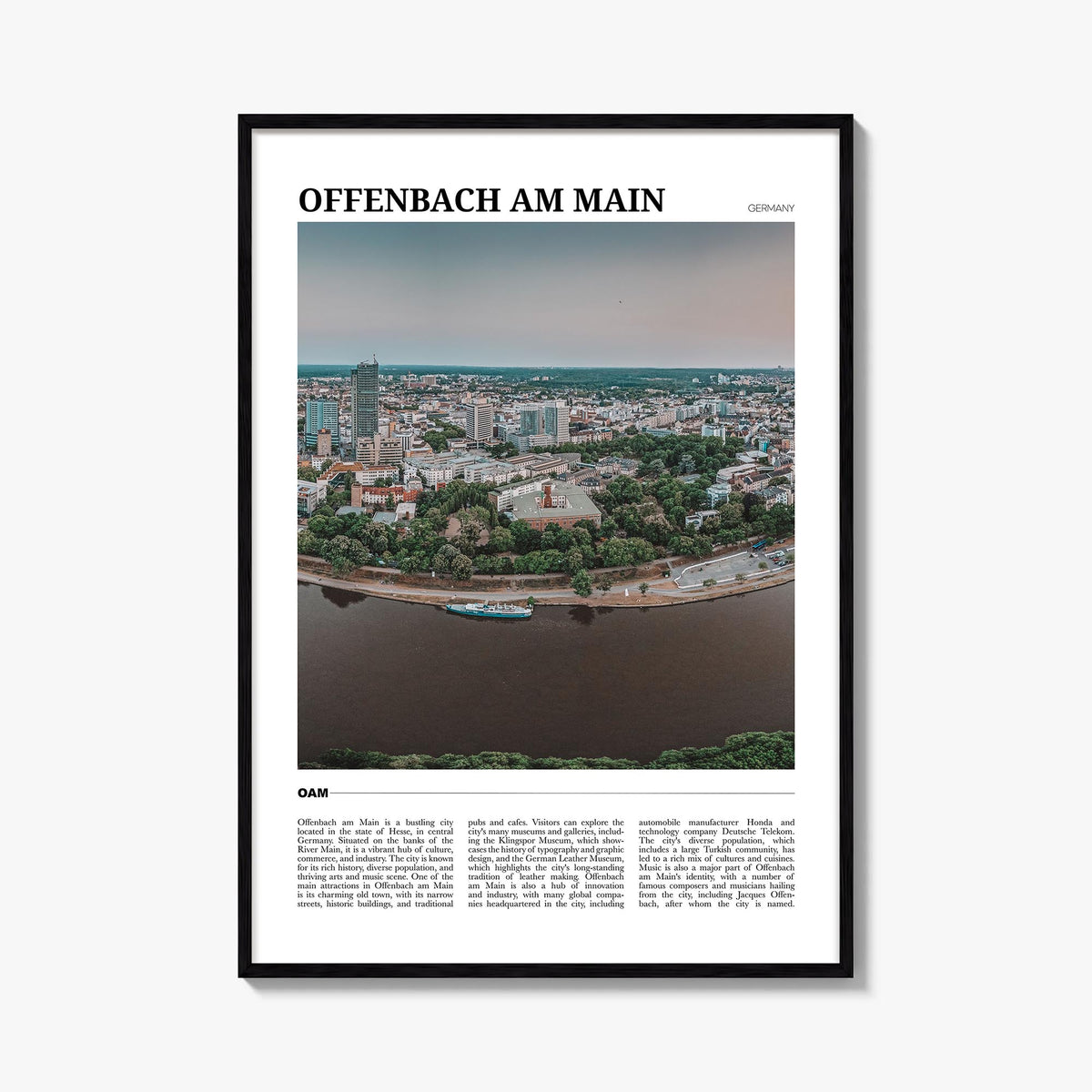 Offenbach am Main colorful travel poster of Germany – vertical wall art, unframed print shown in interior mockup