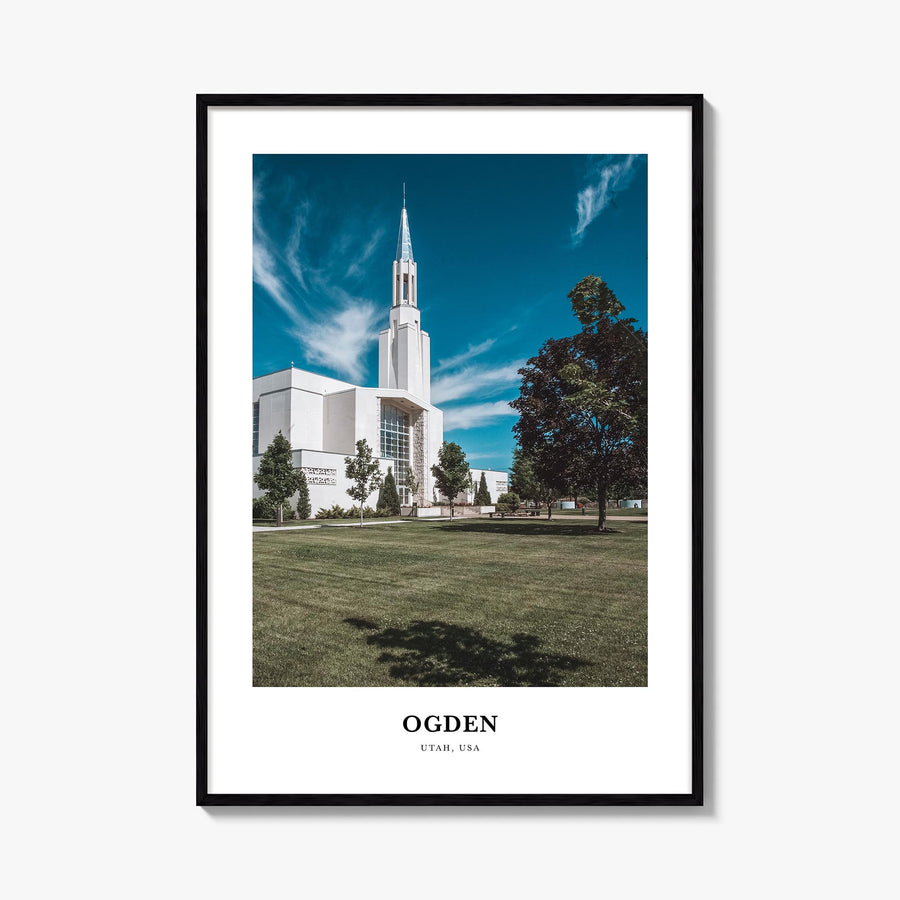 Ogden colorful classic poster of Utah, USA – vertical wall art, unframed print shown in interior mockup