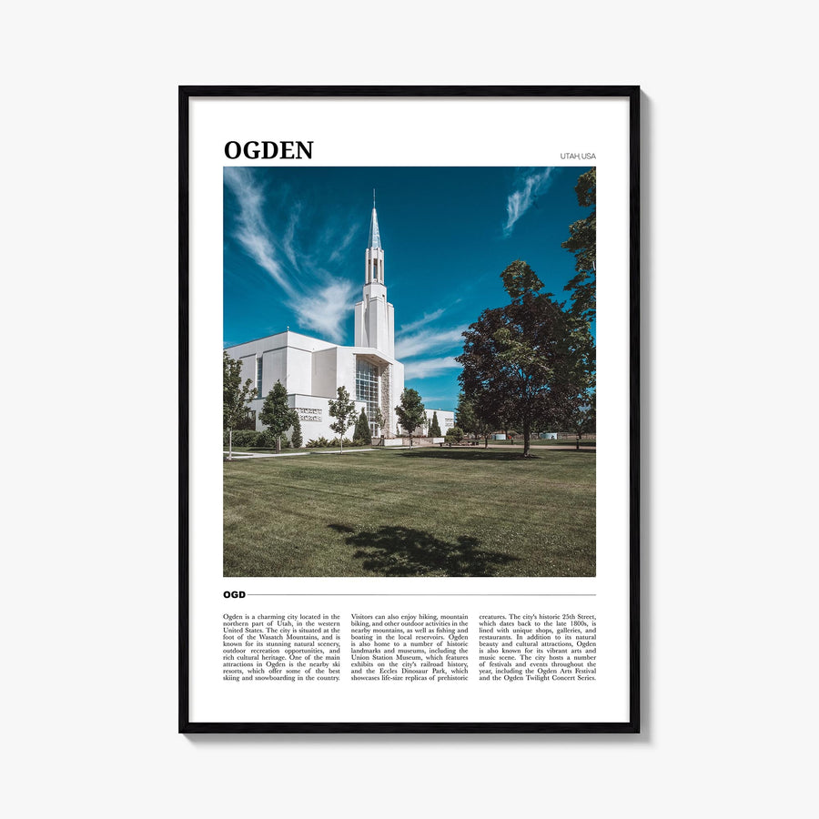 Ogden colorful travel poster of Utah, USA – vertical wall art, unframed print shown in interior mockup