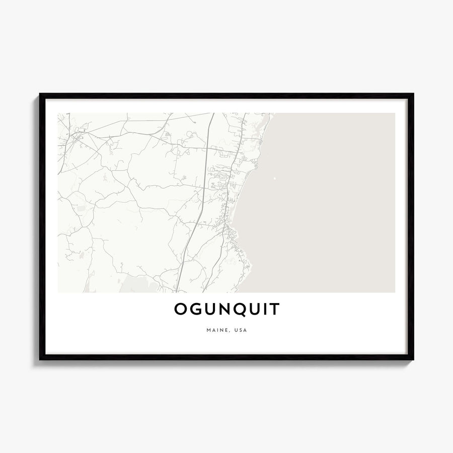 Ogunquit Map Poster, framed poster mockup
