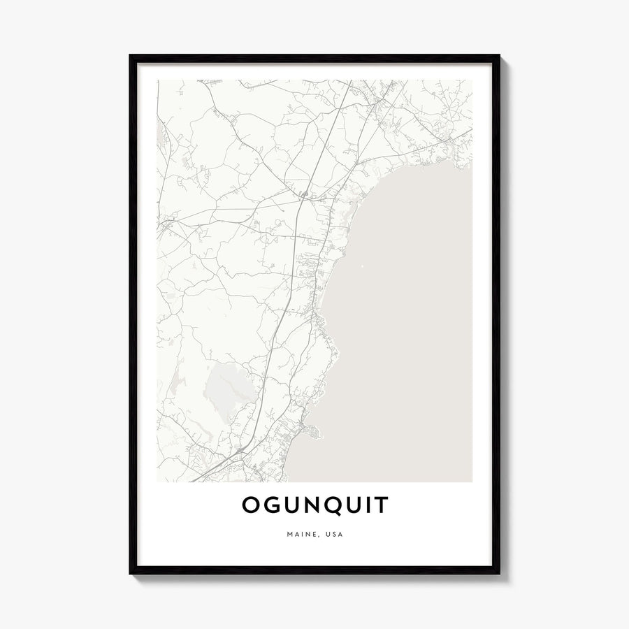Ogunquit Map Poster, framed poster mockup
