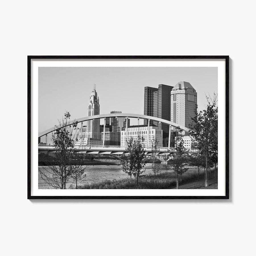 Ohio black & white photo poster of United States – horizontal wall art, unframed print shown in interior mockup