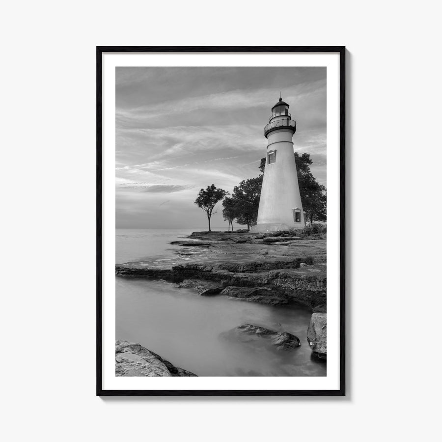 Ohio black & white photo poster of United States – vertical wall art, unframed print shown in interior mockup