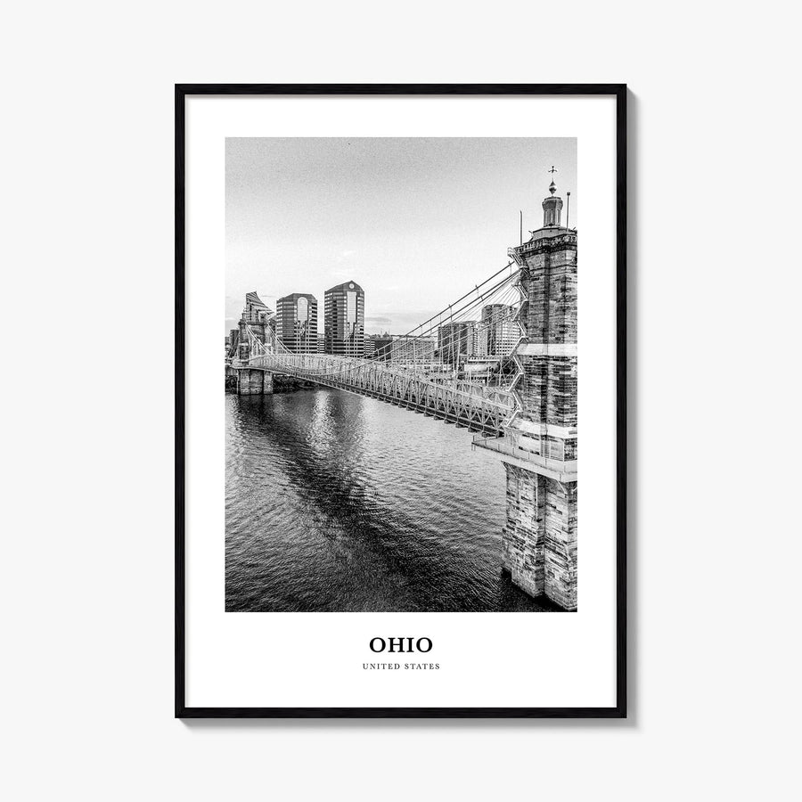 Ohio no. 1 black & white classic poster of United States – vertical wall art, unframed print shown in interior mockup