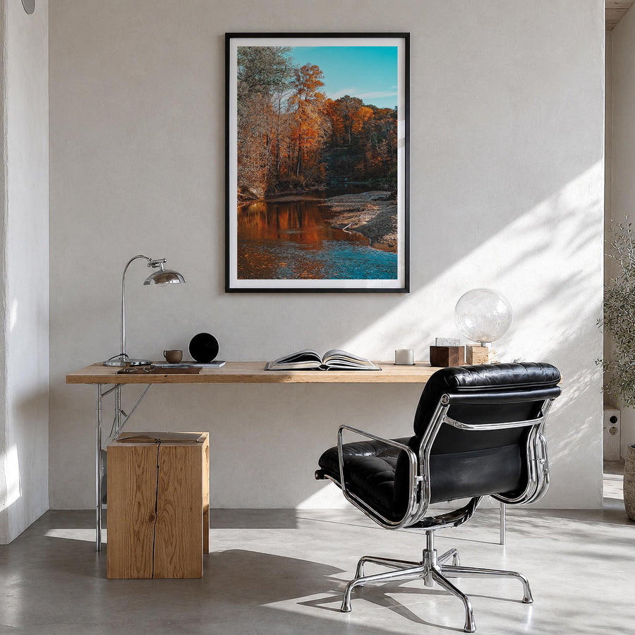 Ohio no. 1 colorful photo poster of United States – vertical wall art in black wood frame with white border, hanging on wall