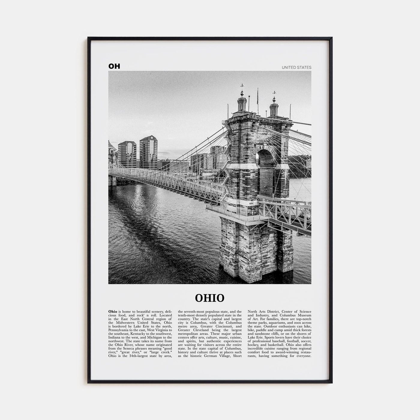 Ohio No 1 Poster None / 8x12 in Nbourhood Travel B&W Poster