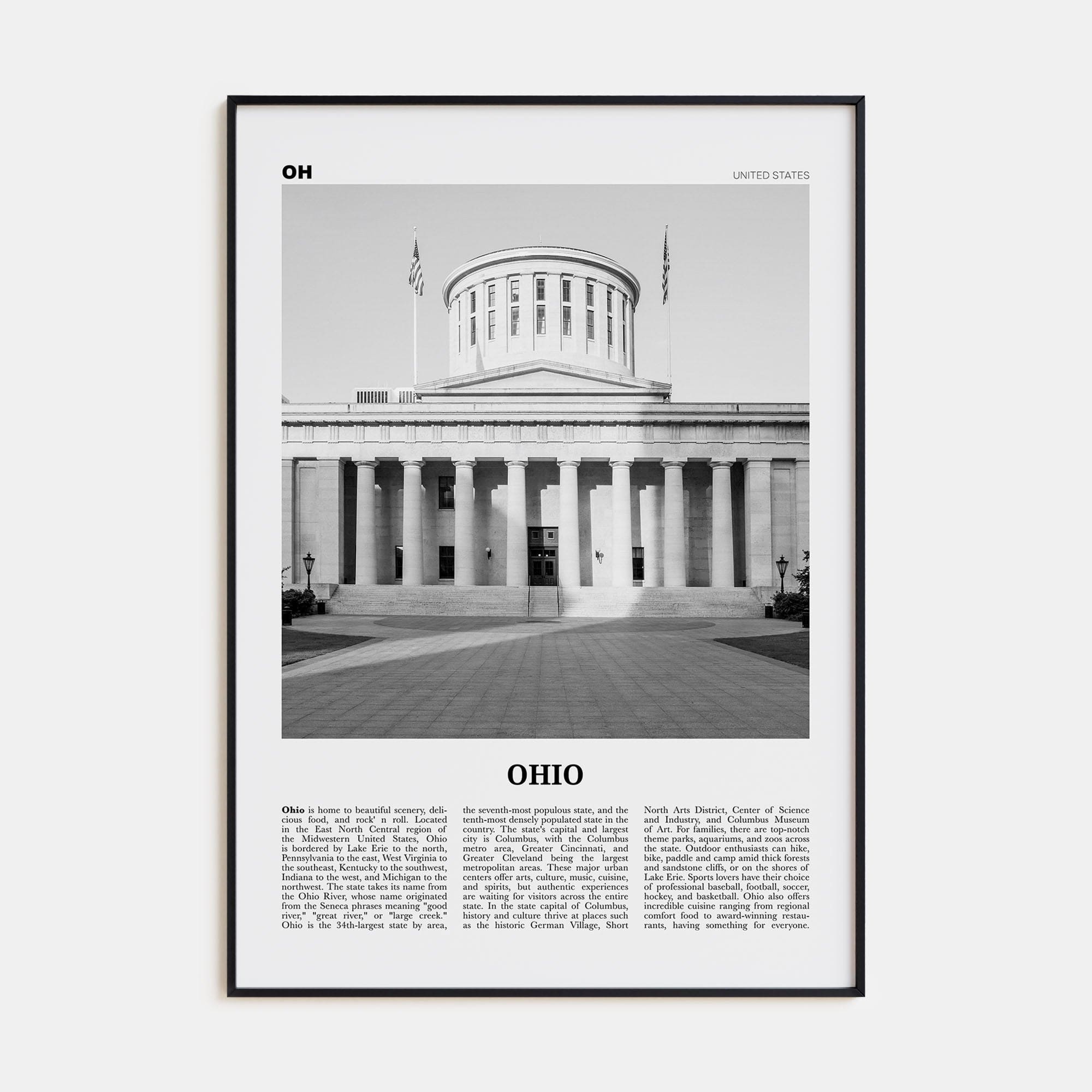 Ohio No 2 Poster None / 8x12 in Nbourhood Travel B&W Poster