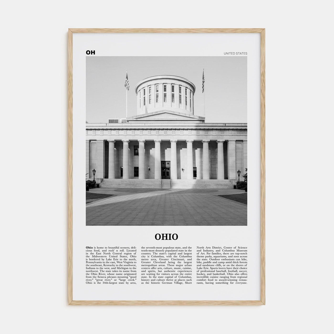 Ohio No 2 Poster Natural Wood / 8x12 in Nbourhood Travel B&W Poster