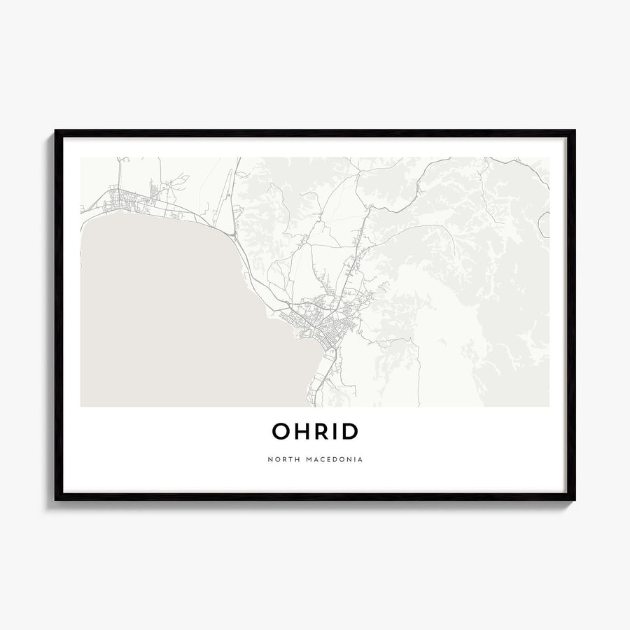 Ohrid Map Poster, framed poster mockup