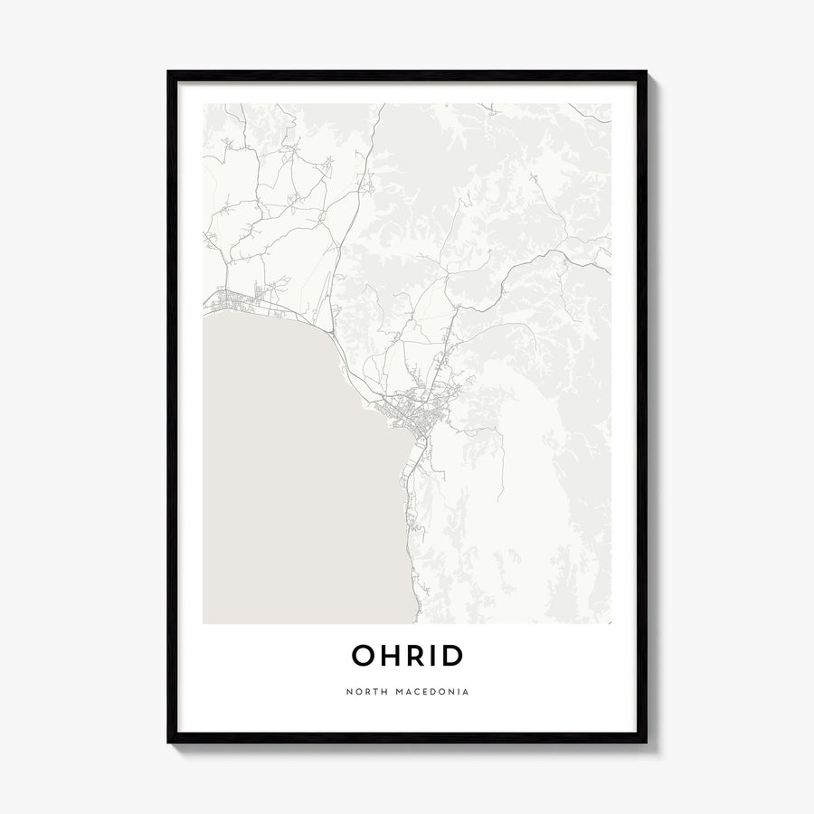 Ohrid Map Poster, framed poster mockup