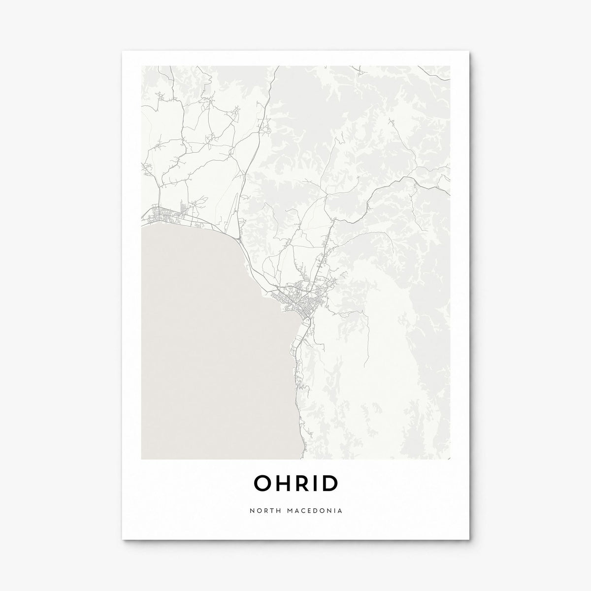 Ohrid Map Poster, print only (unframed)