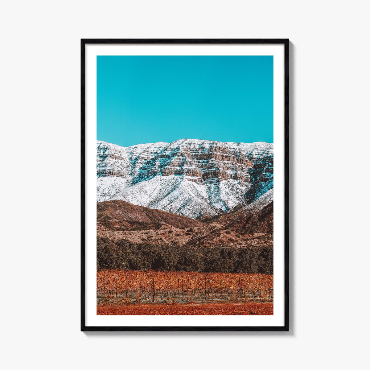Ojai colorful photo poster of California, USA – vertical wall art, unframed print shown in interior mockup