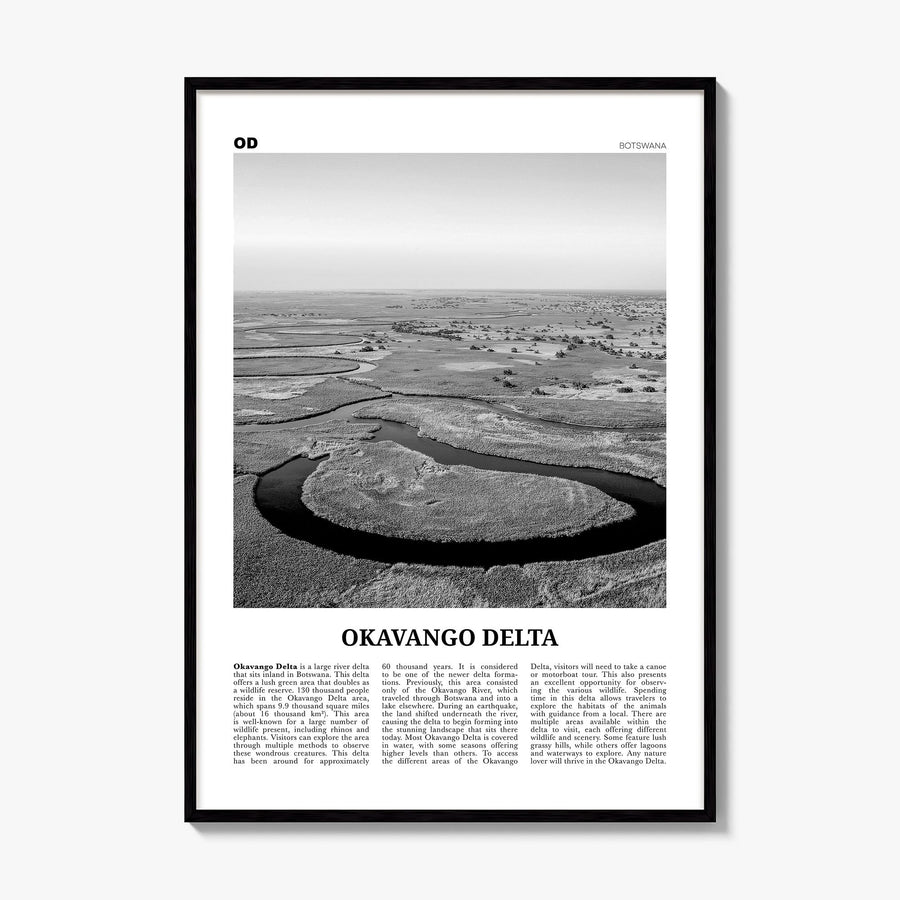 Okavango Delta Newspaper Poster, framed poster mockup
