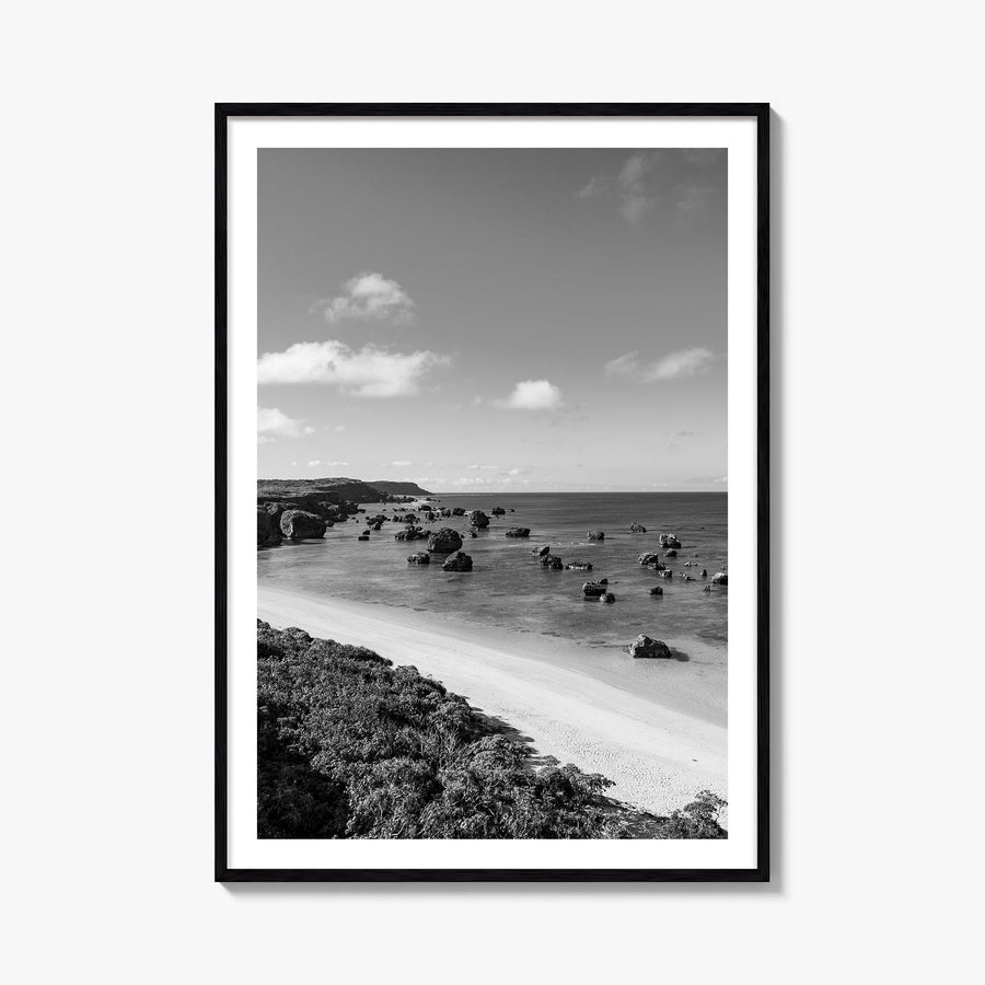 Okinawa black & white photo poster of Japan – vertical wall art, unframed print shown in interior mockup