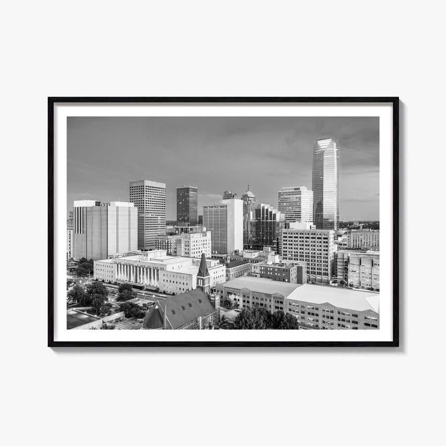 Oklahoma black & white photo poster of United States – horizontal wall art, unframed print shown in interior mockup
