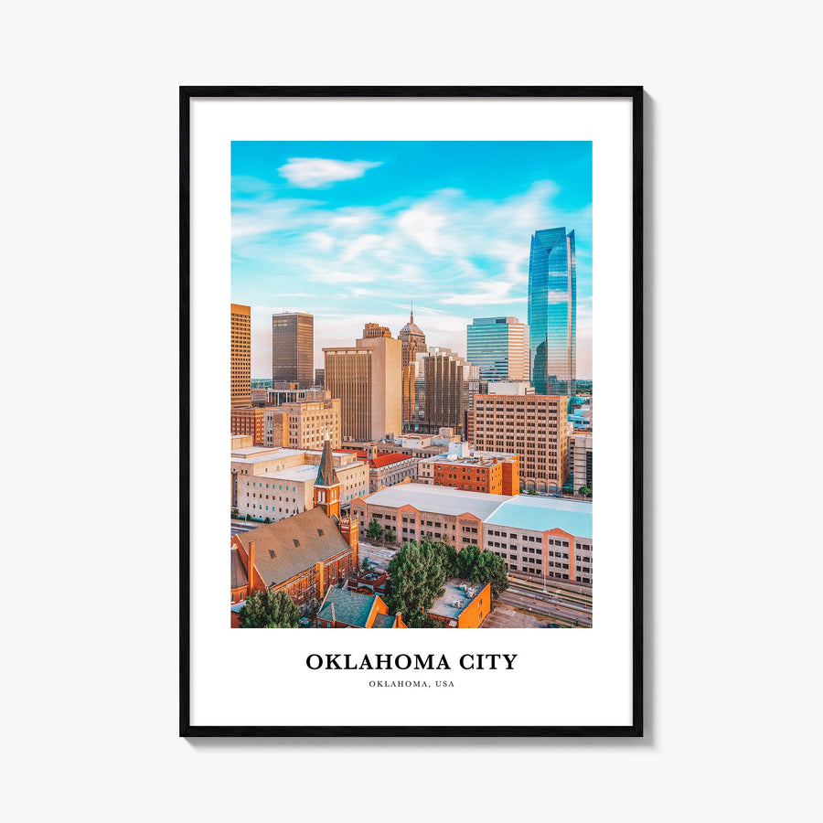 Oklahoma City no. 1 colorful classic poster of Oklahoma, USA – vertical wall art, unframed print shown in interior mockup
