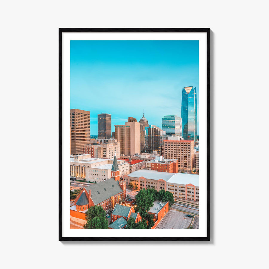 Oklahoma City no. 1 colorful photo poster of Oklahoma, USA – vertical wall art, unframed print shown in interior mockup