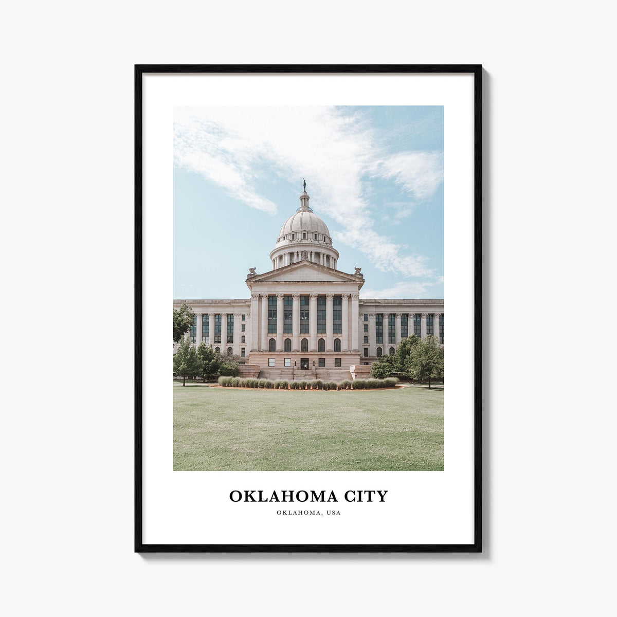 Oklahoma City no. 2 colorful classic poster of Oklahoma, USA – vertical wall art, unframed print shown in interior mockup