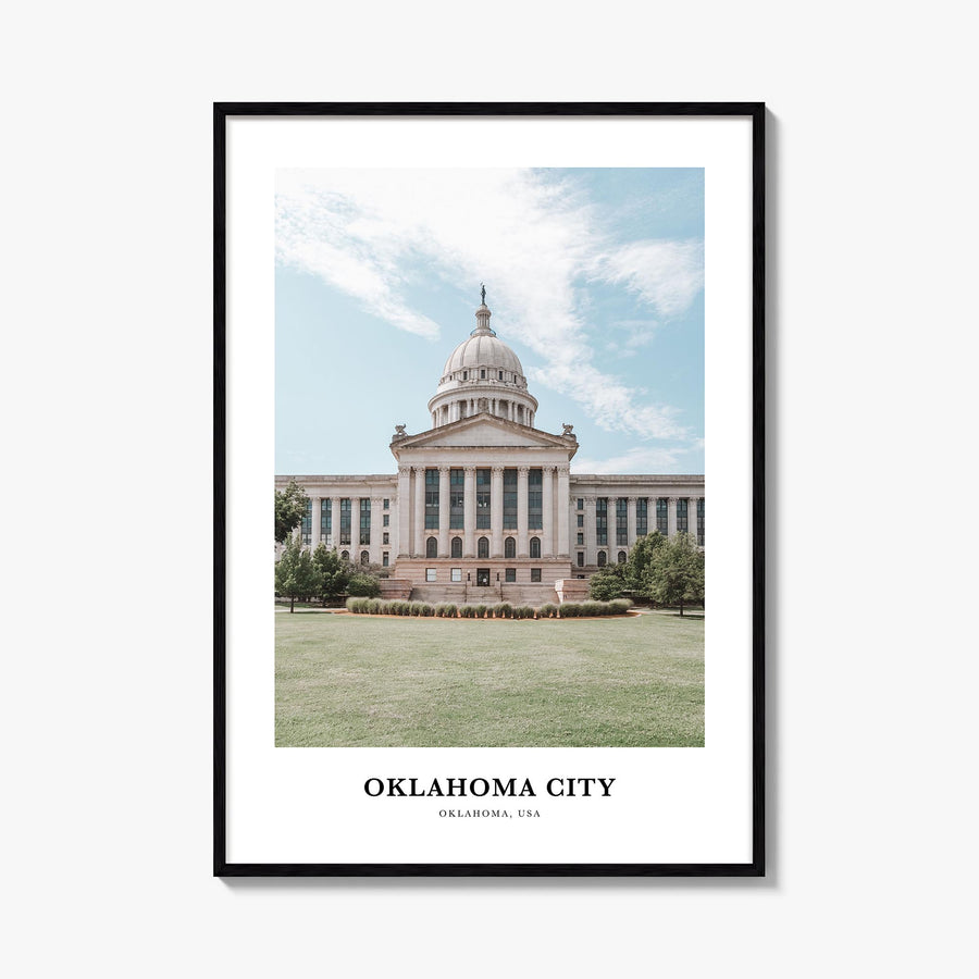 Oklahoma City no. 2 colorful classic poster of Oklahoma, USA – vertical wall art, unframed print shown in interior mockup