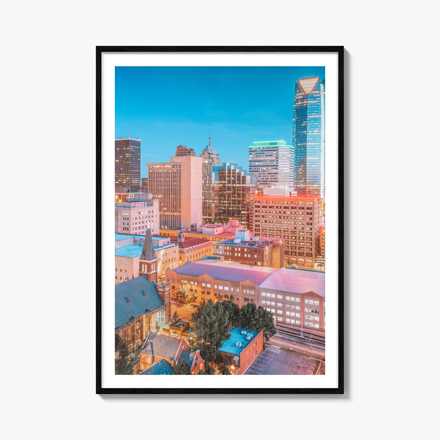 Oklahoma City no. 2 colorful photo poster of Oklahoma, USA – vertical wall art, unframed print shown in interior mockup