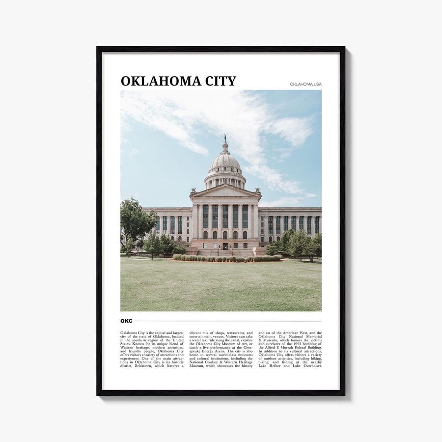 Oklahoma City no. 2 colorful travel poster of Oklahoma, USA – vertical wall art, unframed print shown in interior mockup