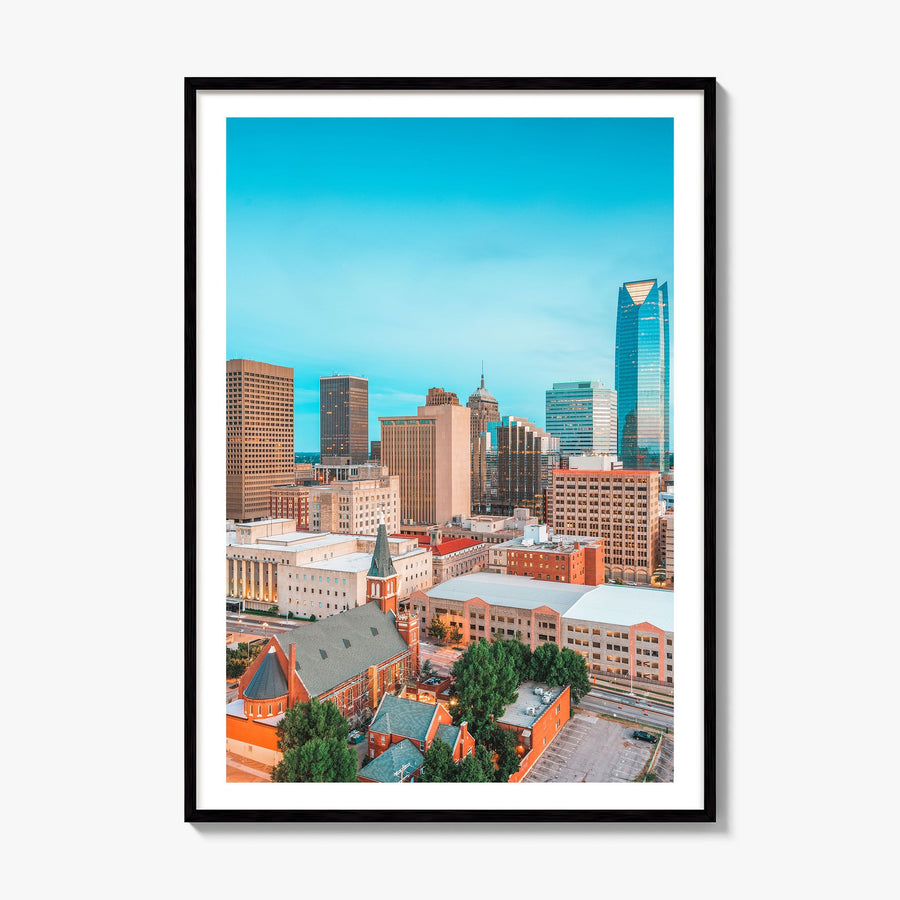 Oklahoma City Photo No 1 Poster, framed poster mockup, white border