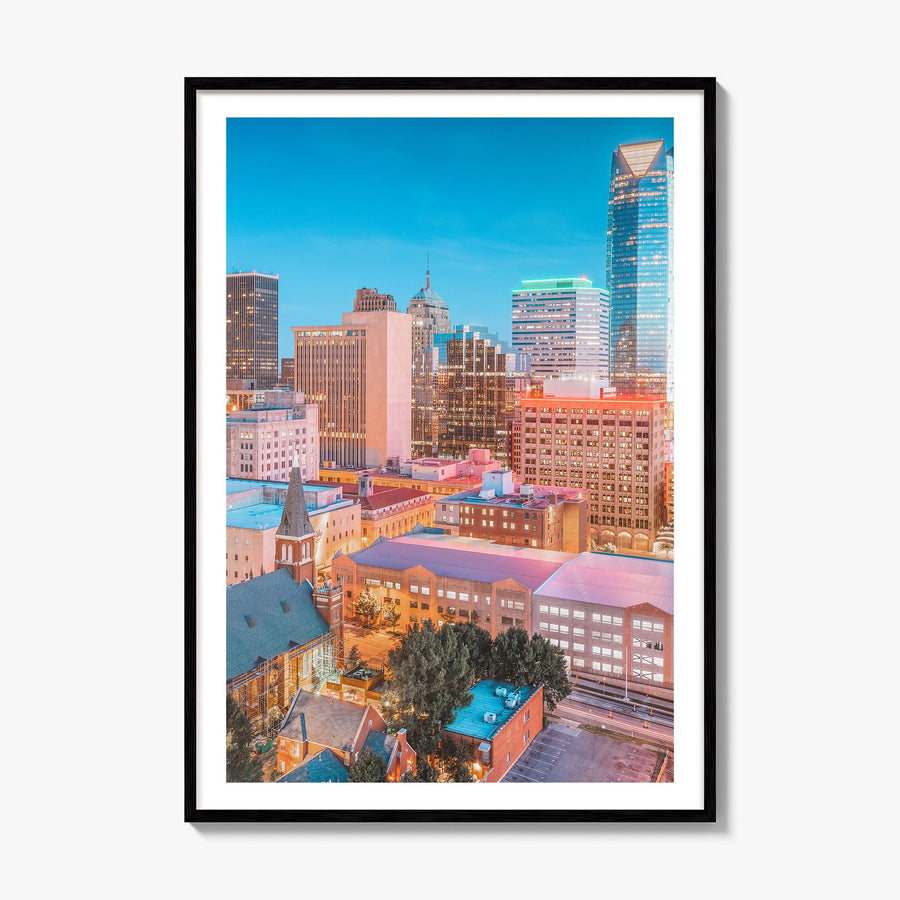 Oklahoma City Photo No 2 Poster, framed poster mockup, white border