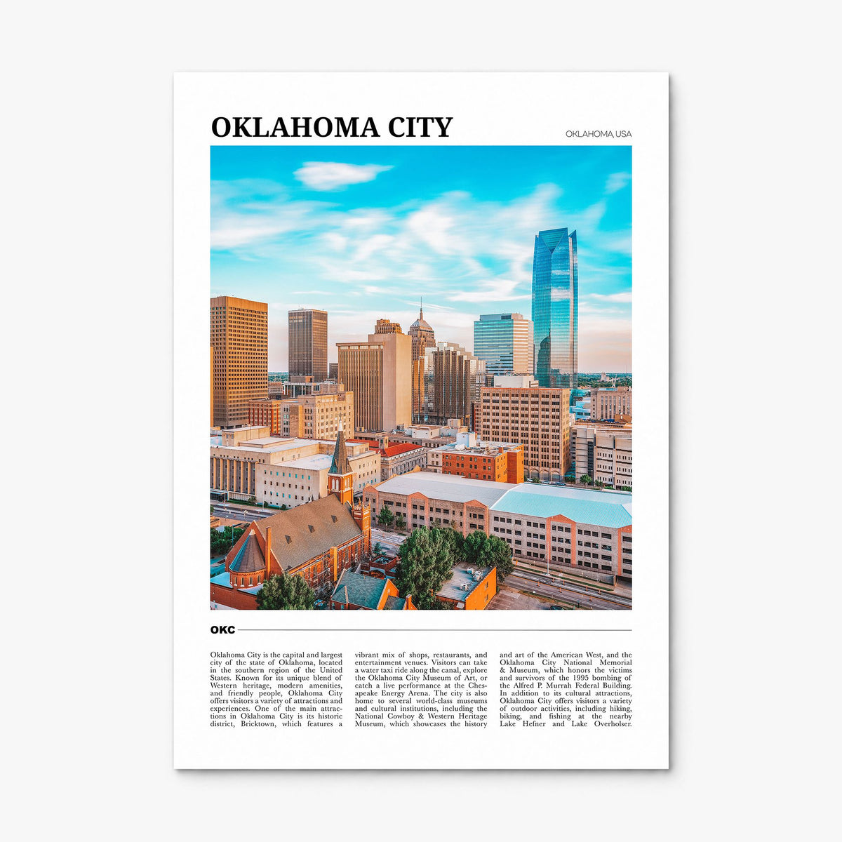 Oklahoma City Travel No 1 Poster, print only (unframed)