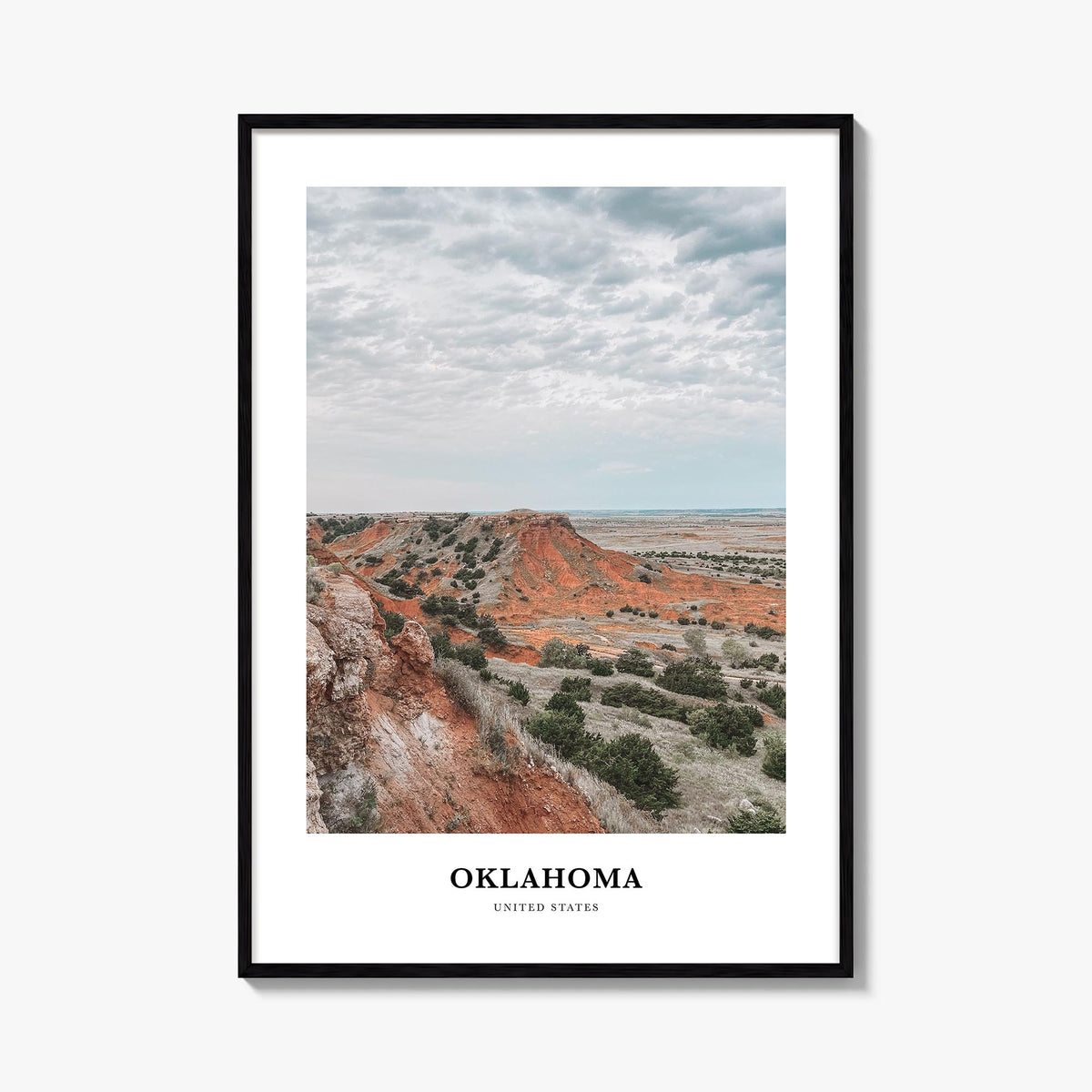 Oklahoma colorful classic poster of United States – vertical wall art, unframed print shown in interior mockup