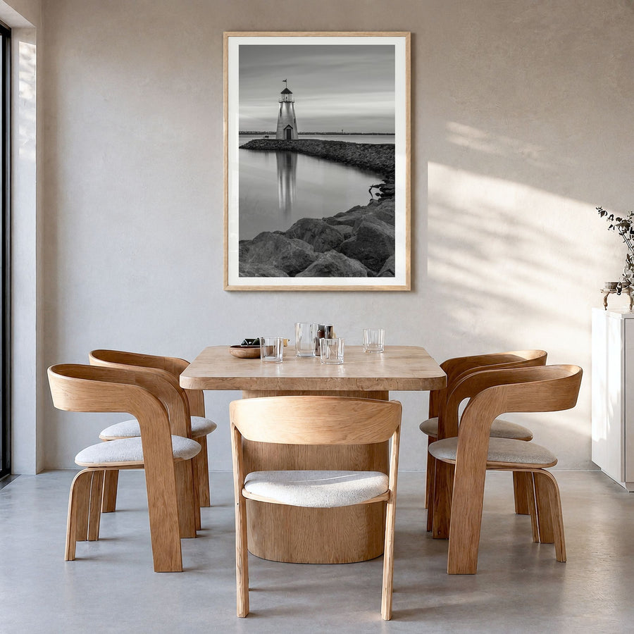 Oklahoma Photo No 2 Poster in a natural wood frame, hanging in a dining room, white border