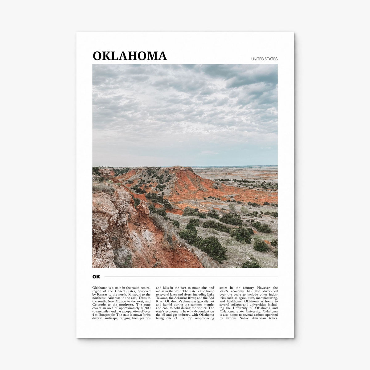 Oklahoma Travel Poster, print only (unframed)