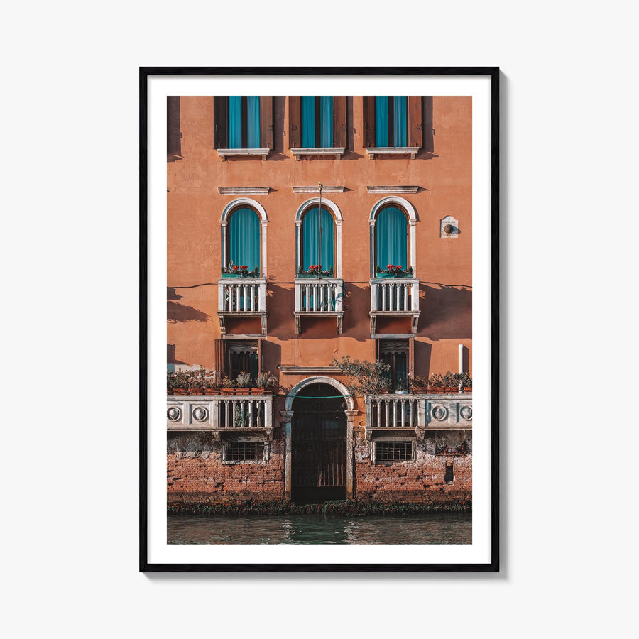 Old Palace Facade colorful photo poster – vertical wall art, unframed print shown in interior mockup