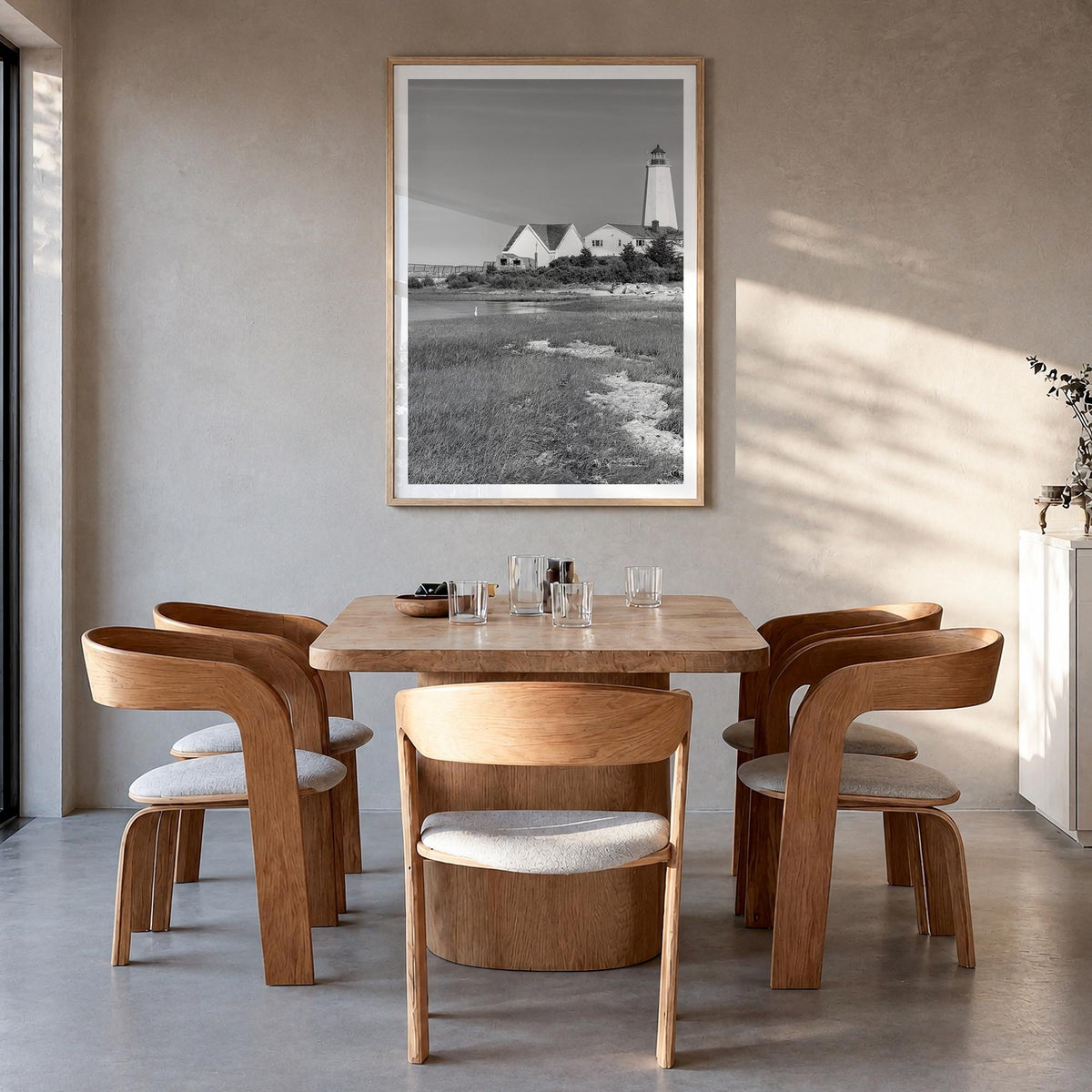 Old Saybrook black & white photo poster of Connecticut, USA – vertical wall art in natural wood frame with white border, hang
