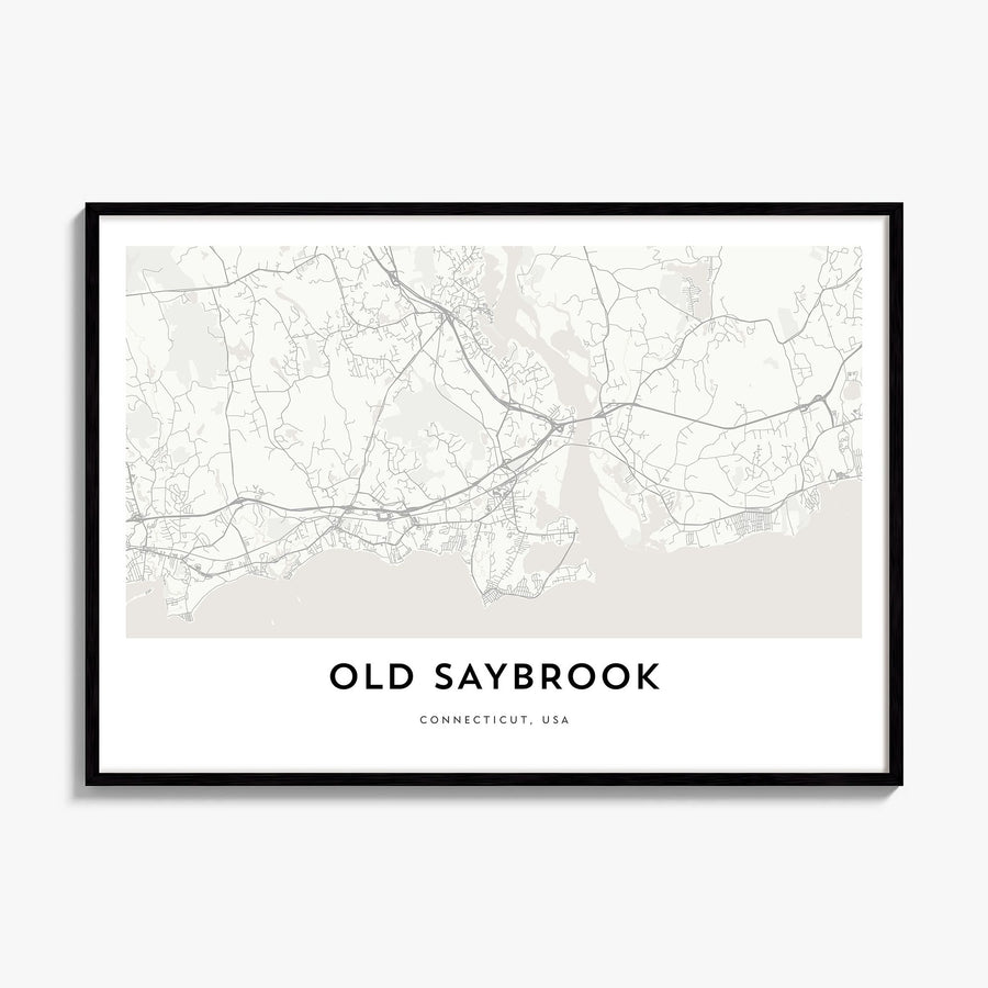 Old Saybrook Map Poster, framed poster mockup
