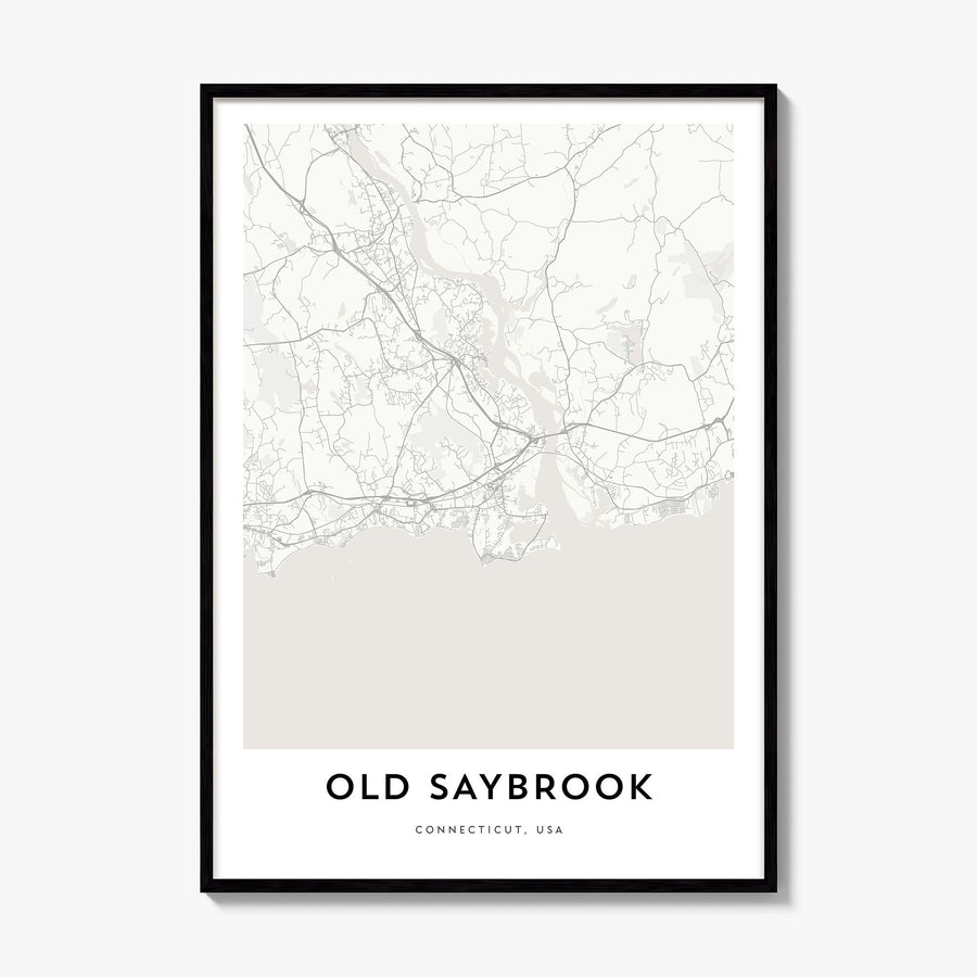 Old Saybrook Map Poster, framed poster mockup