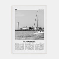 Old Saybrook Poster White Wood / 8x12 in Nbourhood Travel B&W Poster