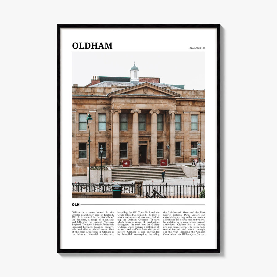 Oldham Travel Poster, framed poster mockup