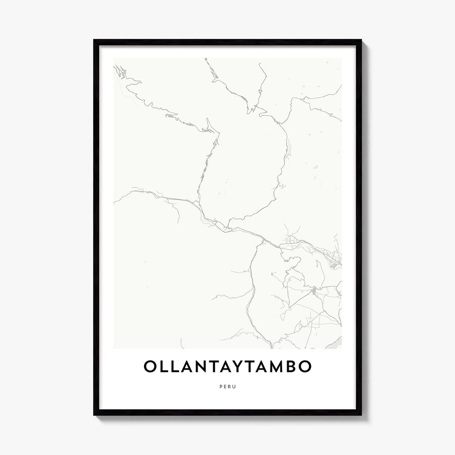 Ollantaytambo Map Poster, framed poster mockup