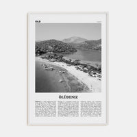 Ölüdeniz Poster White Wood / 8x12 in Nbourhood Travel B&W Poster