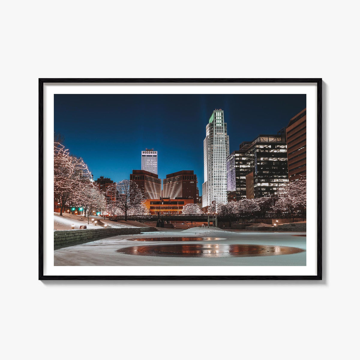 Omaha colorful photo poster of Nebraska, USA – horizontal wall art, unframed print shown in interior mockup