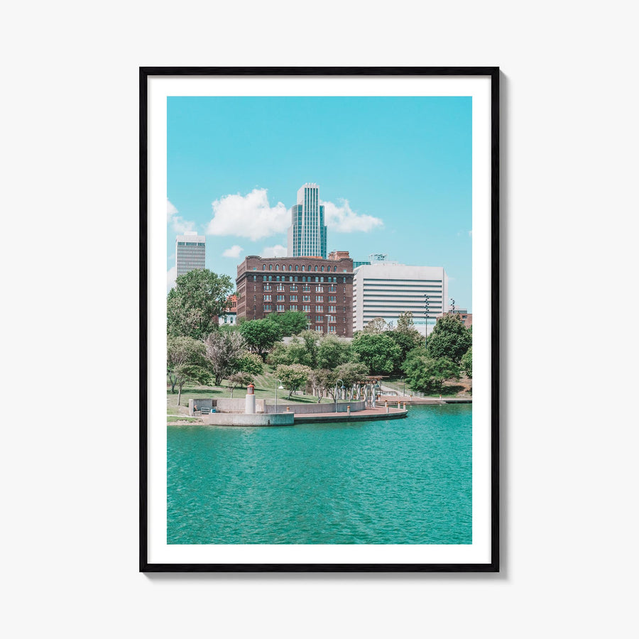 Omaha colorful photo poster of Nebraska, USA – vertical wall art, unframed print shown in interior mockup