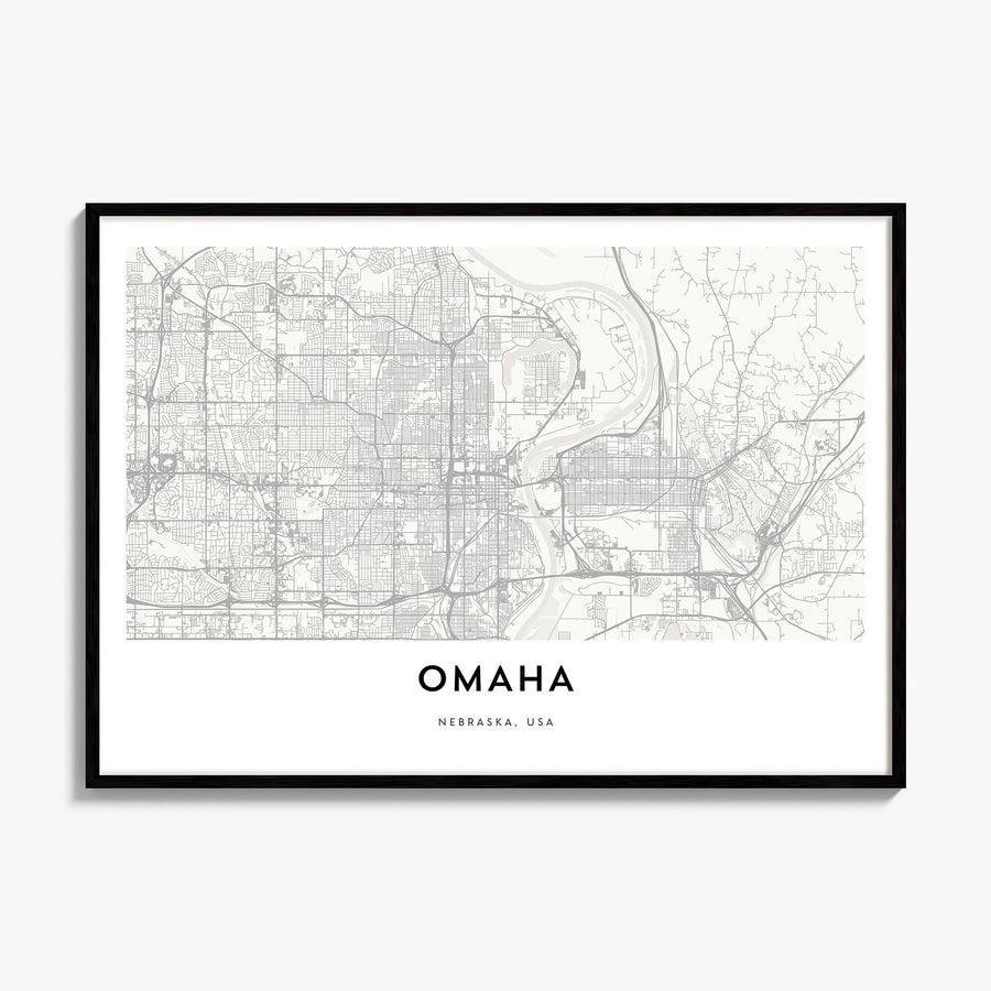 Omaha Map Poster, framed poster mockup