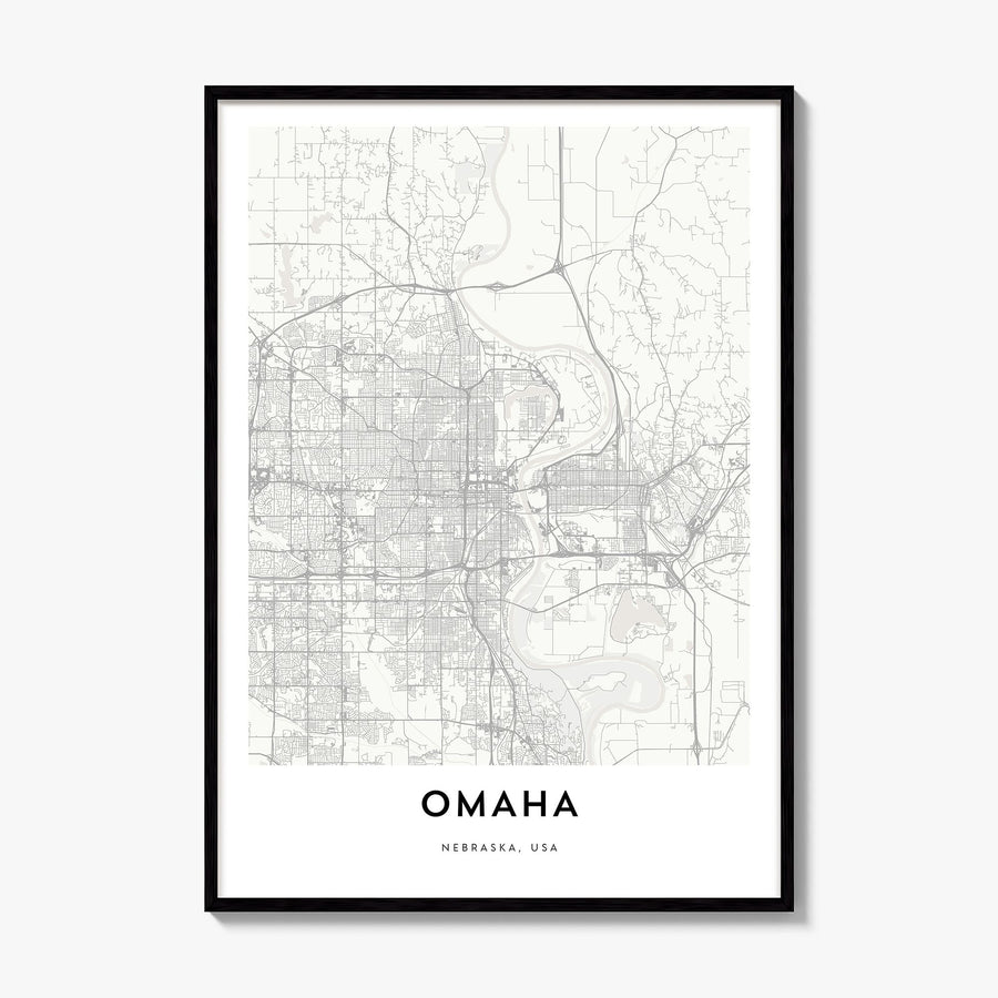 Omaha Map Poster, framed poster mockup