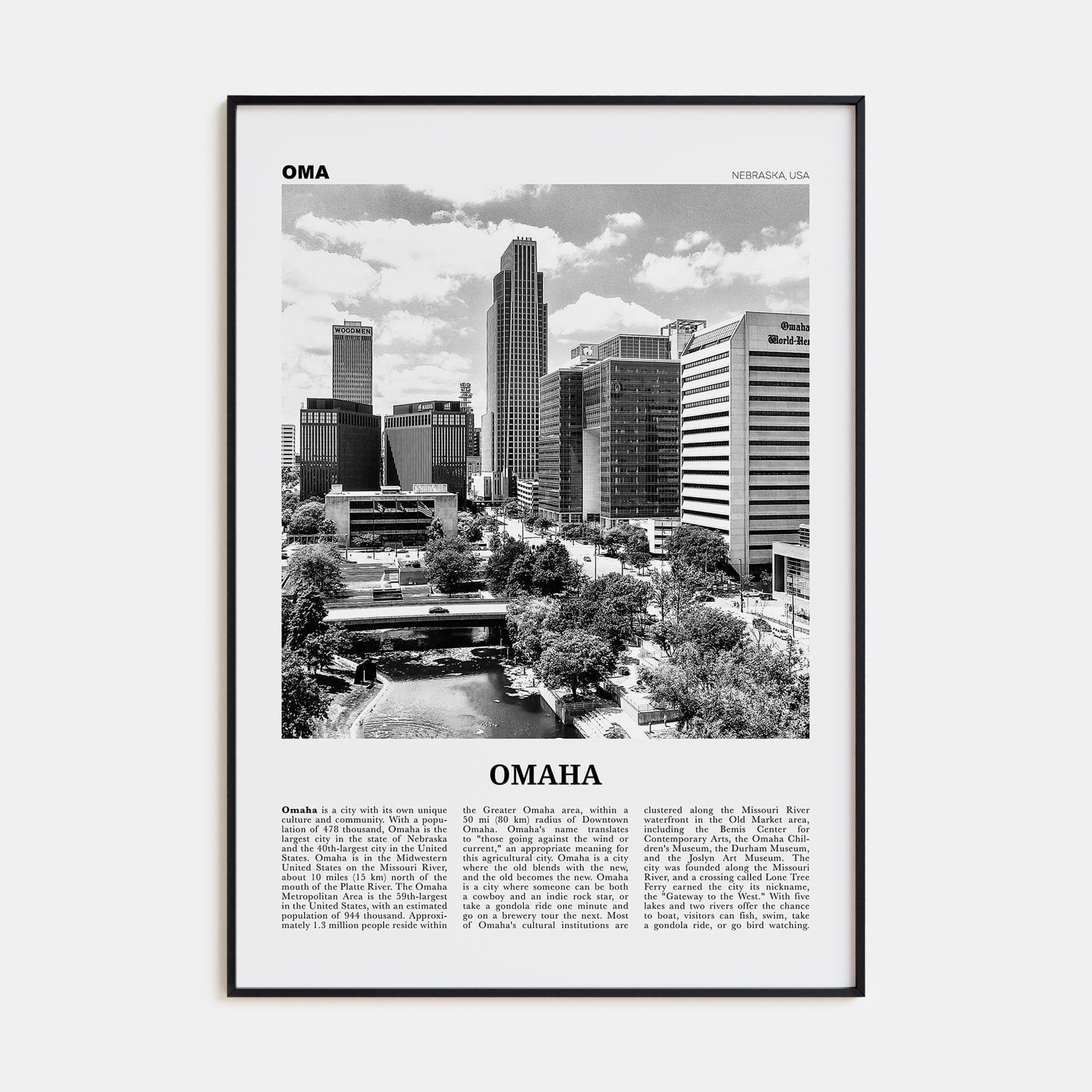 Omaha No 1 Poster None / 8x12 in Nbourhood Travel B&W Poster