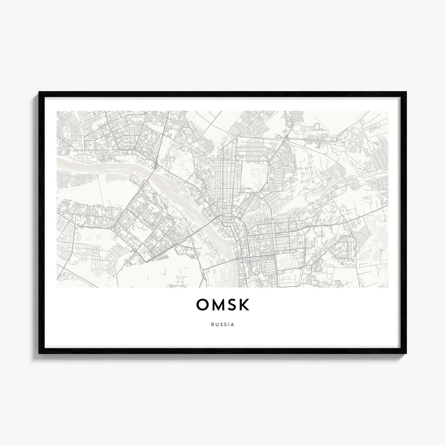 Omsk Map Poster, framed poster mockup